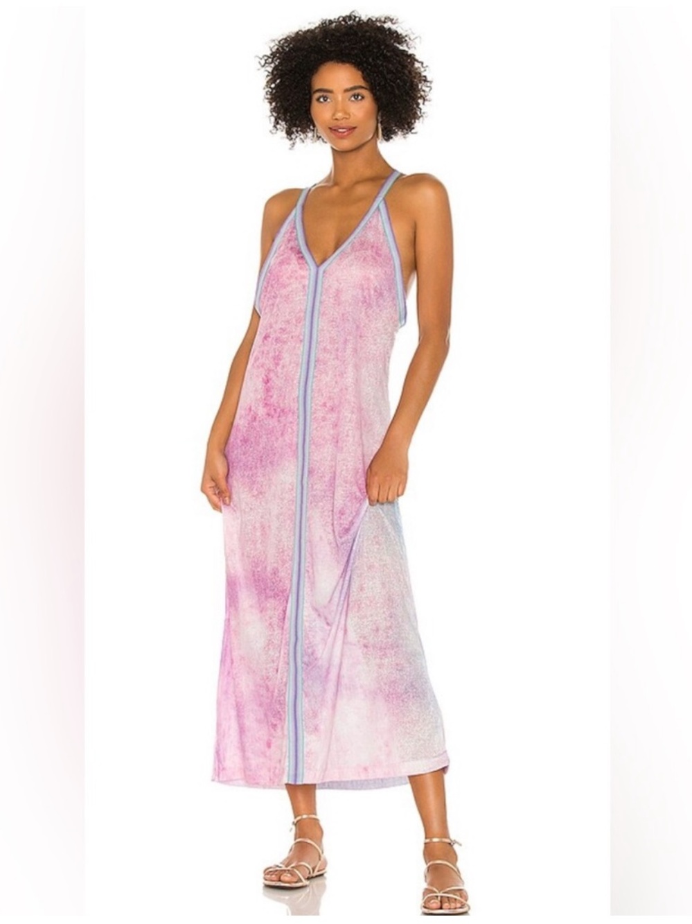 Pitusa Pastel Tie-Dye Maxi with Trim Accents